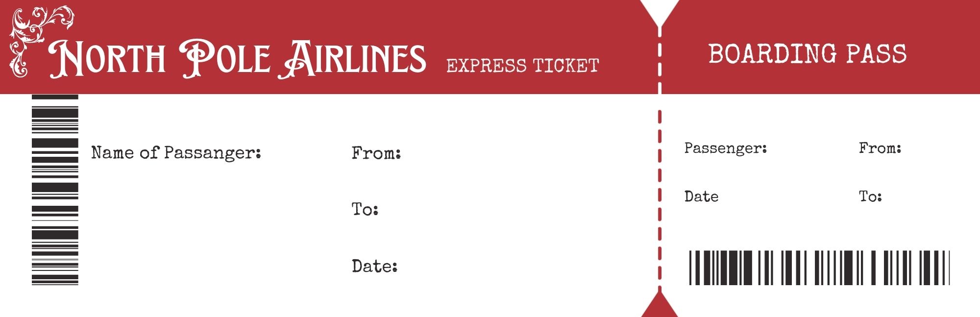 Personalized Boarding Pass to North Pole Santa's Village from Lapland Finland